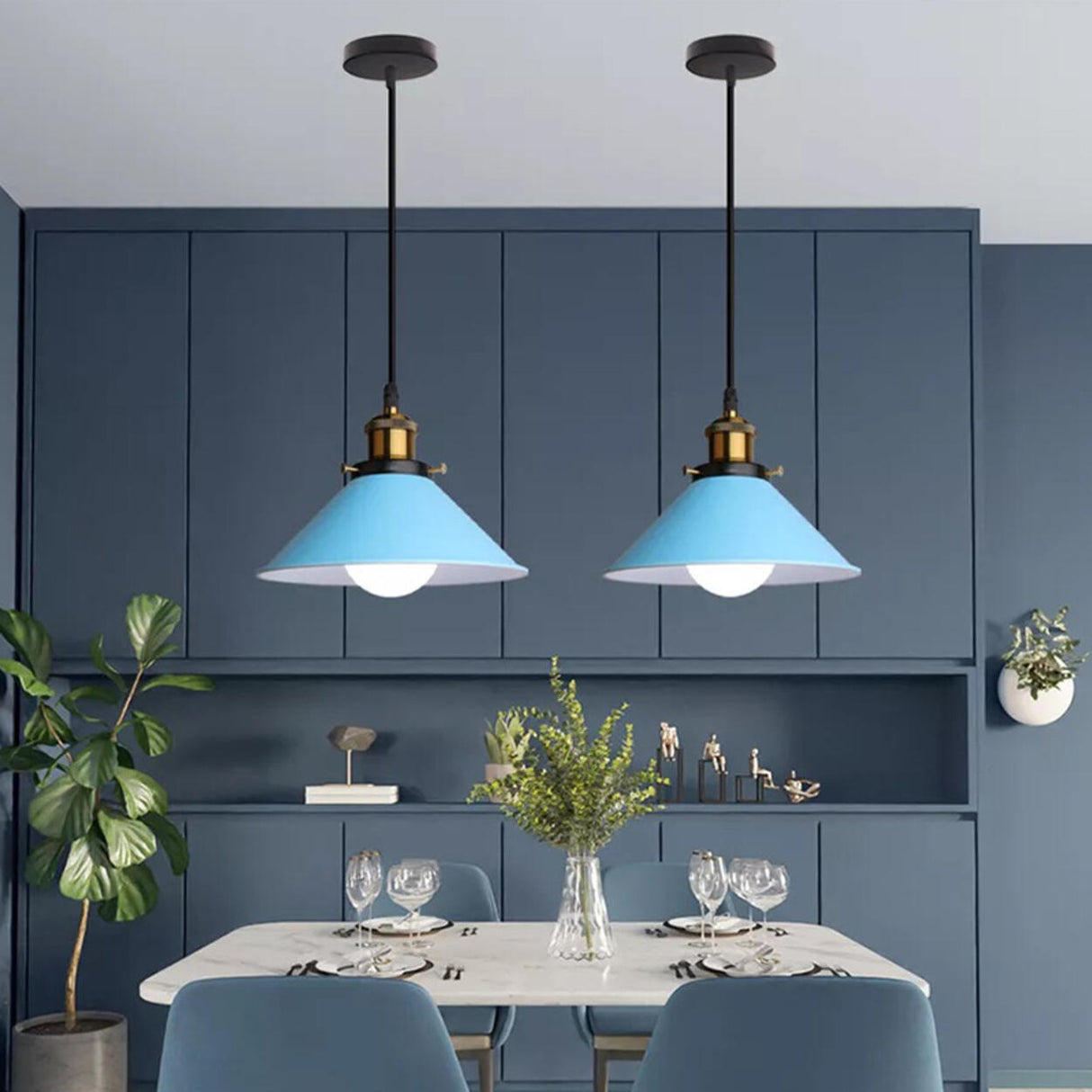 Minimalist Colorful Cone Iron Dining Room Pendant Light Image - 4