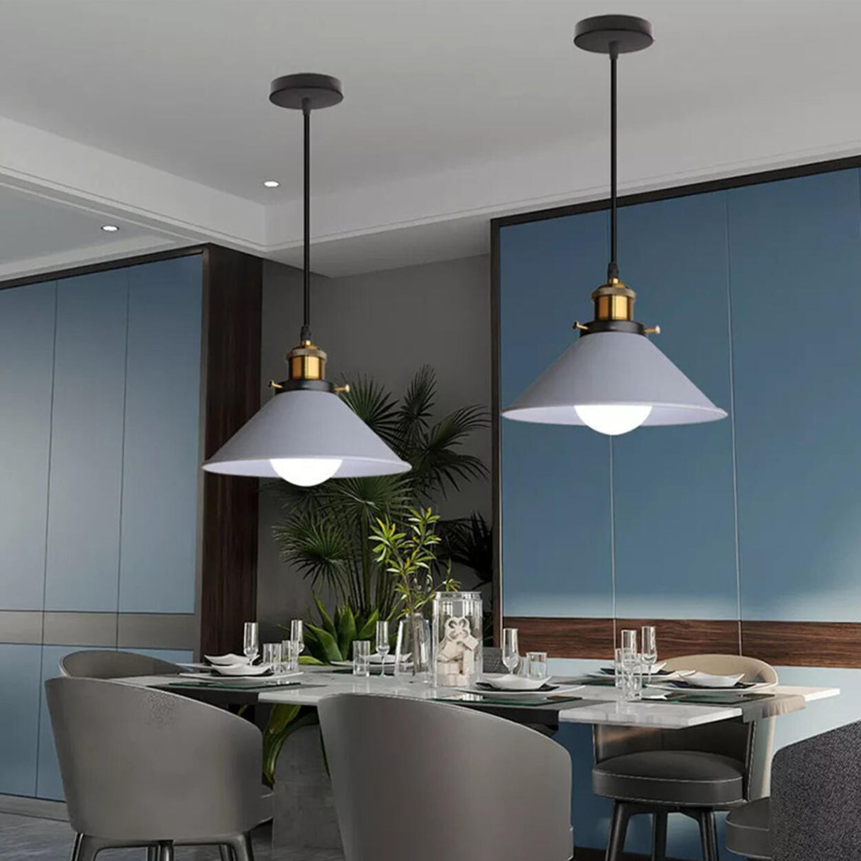 Minimalist Colorful Cone Iron Dining Room Pendant Light Image - 6