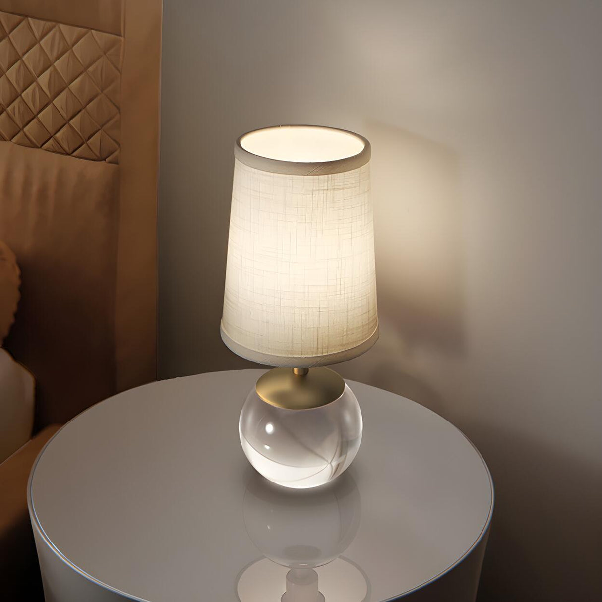Minimalist Column Lampshade Glass Ball Base Table Lamp Image - 10