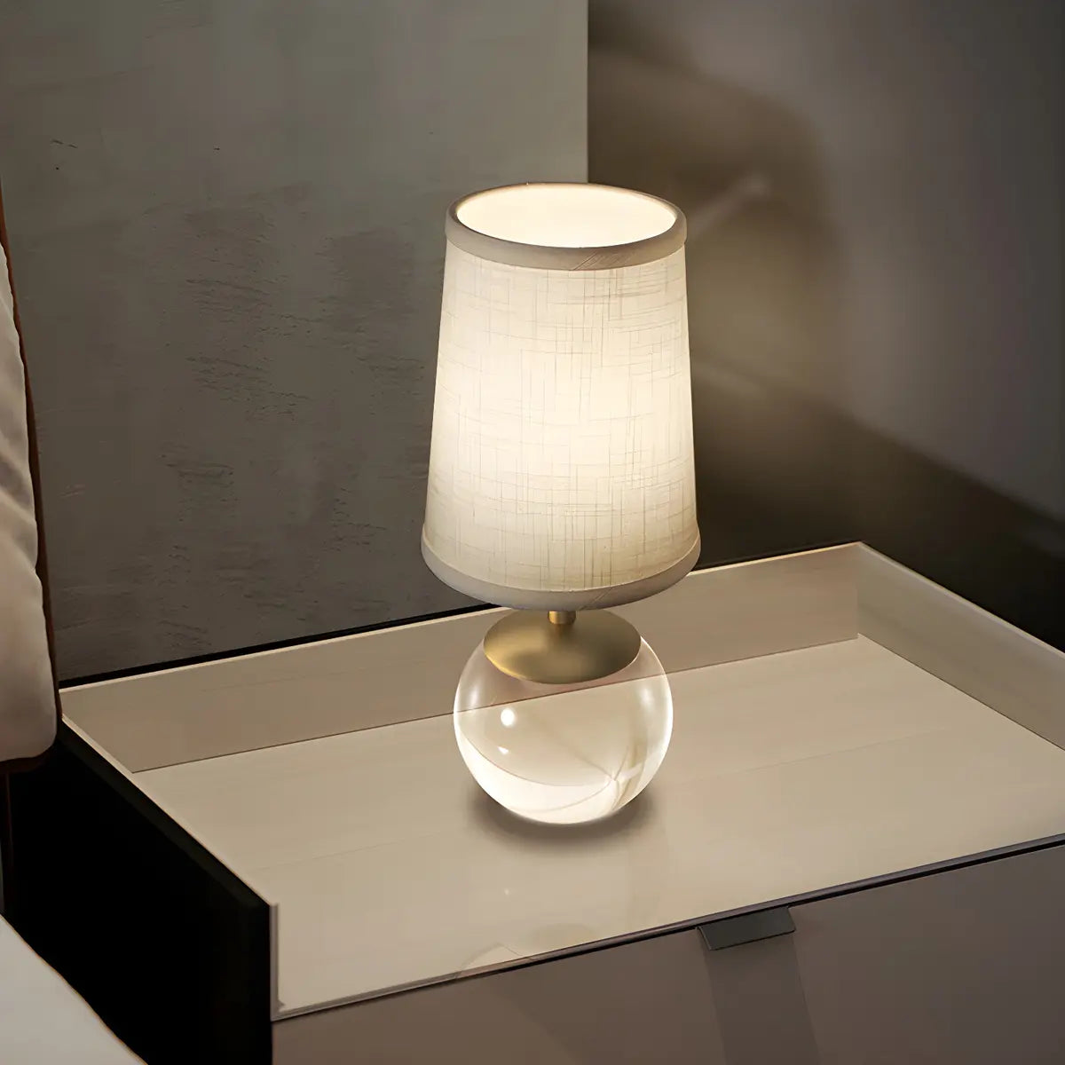 Minimalist Column Lampshade Glass Ball Base Table Lamp Image - 3