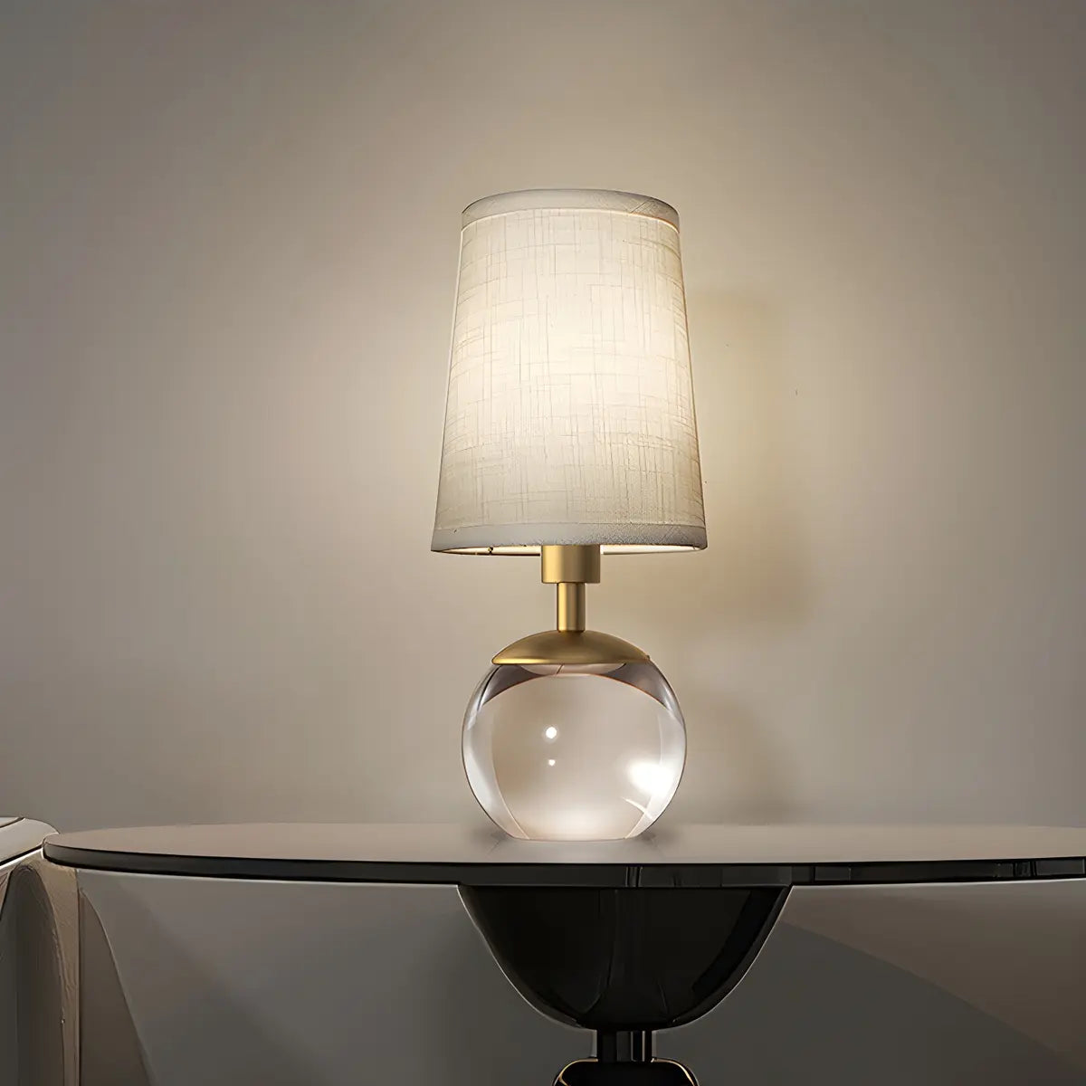 Minimalist Column Lampshade Glass Ball Base Table Lamp Image - 4