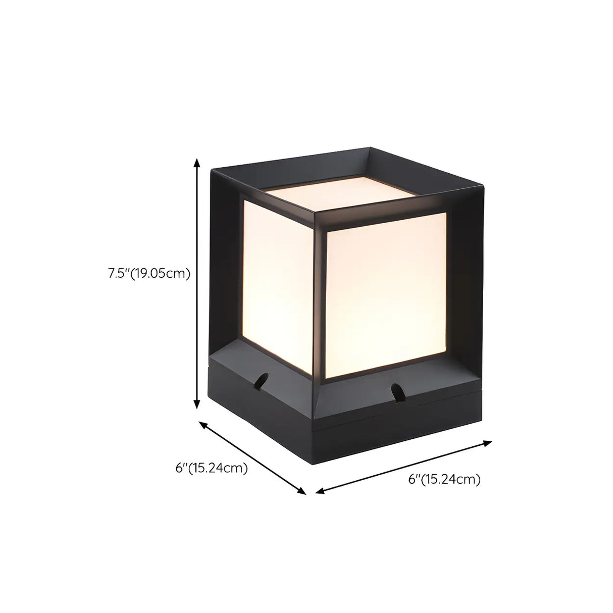 Minimalist Cube Metal Modern Outdoor Pillar Lamp Black