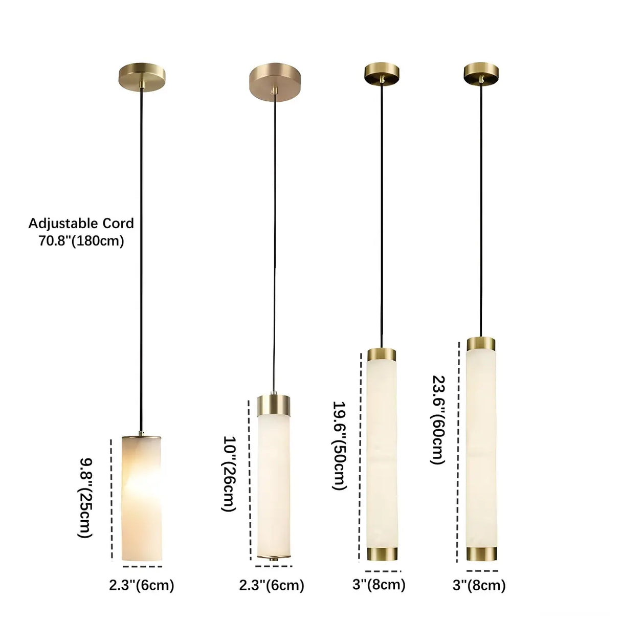 Minimalist Cylinder Bedroom Alabaster White Pendant Light