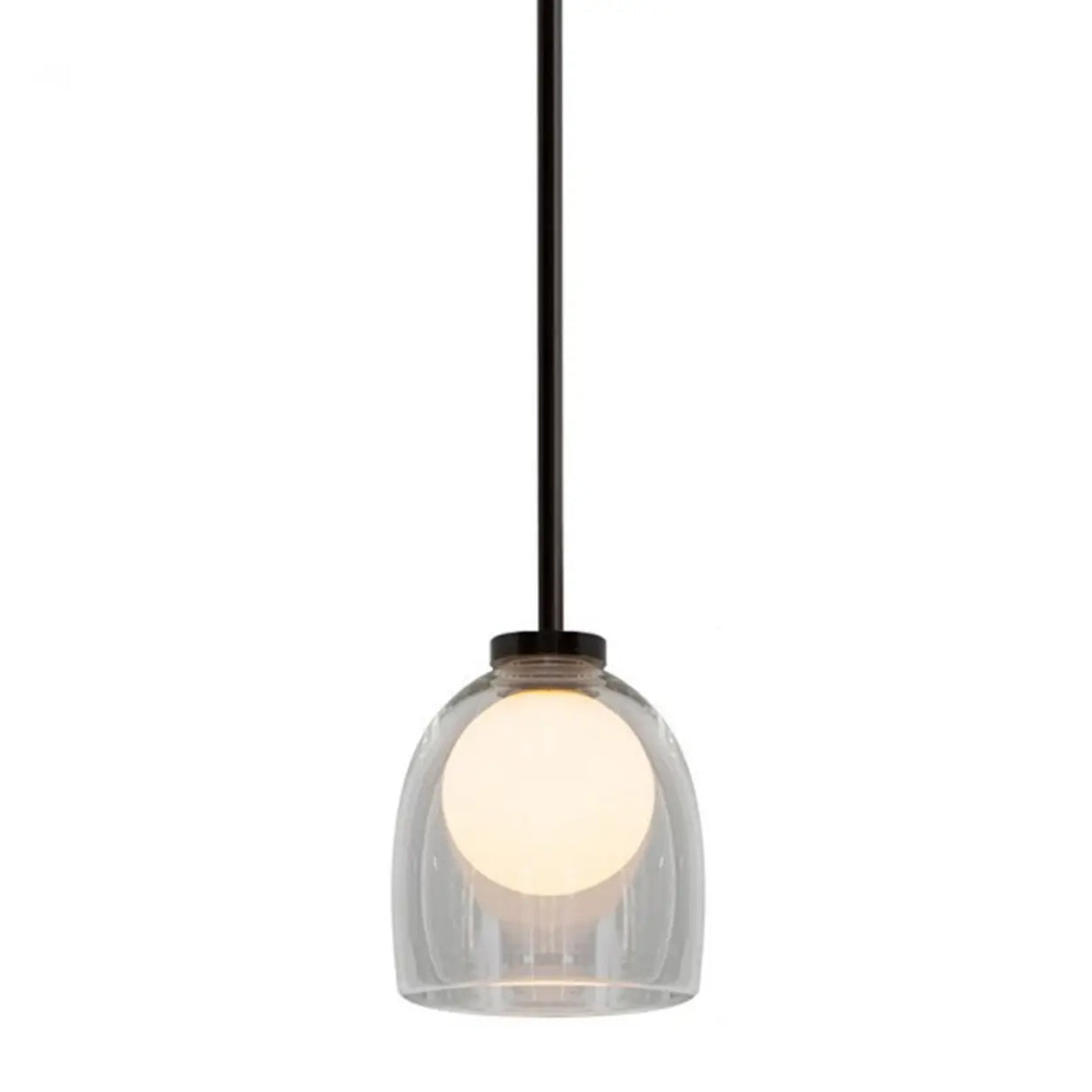 Minimalist Dining Room Clear Glass Bell Pendant Light Image - 3