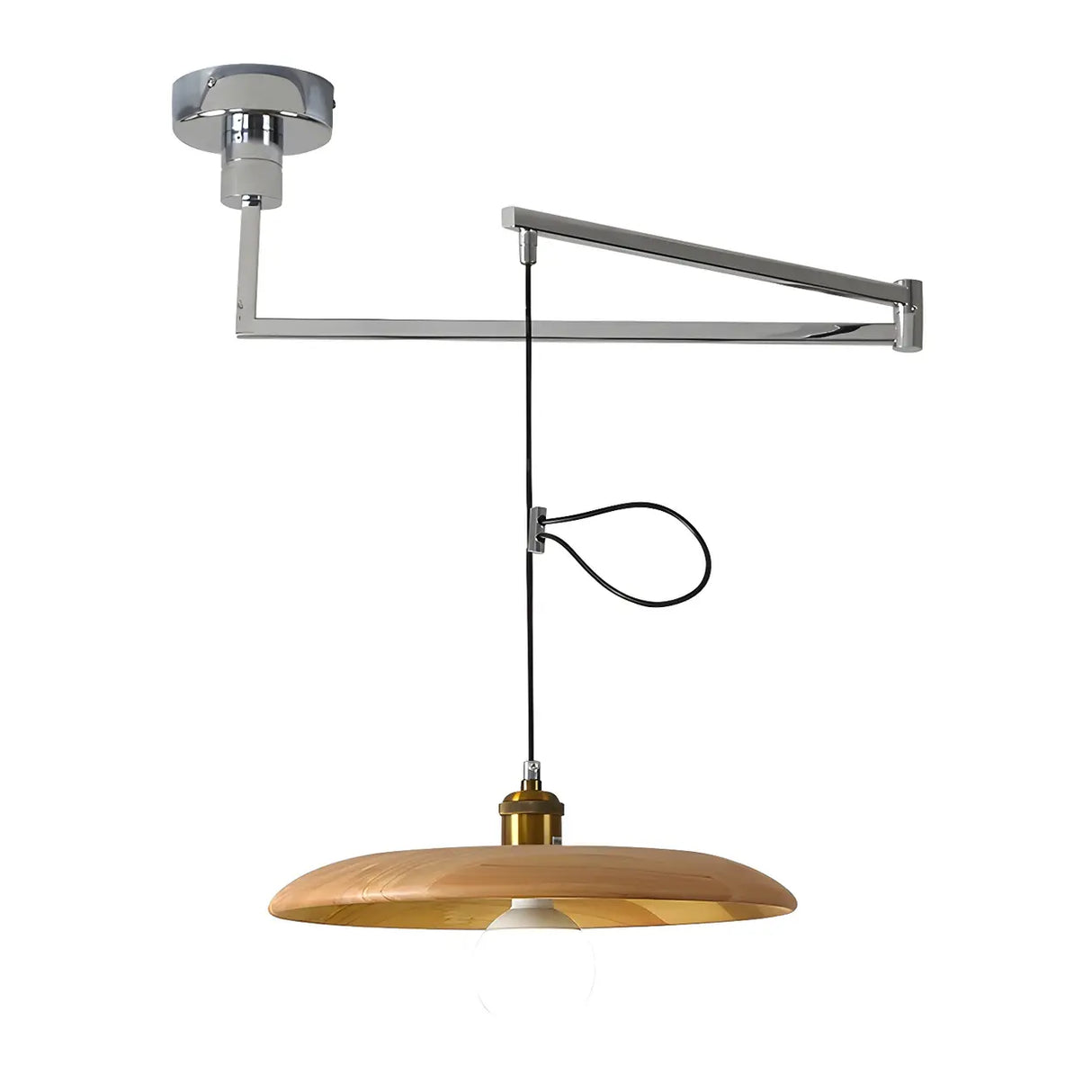 Modern Round Wooden Dome Pendant Light for Dining Room Image - 6