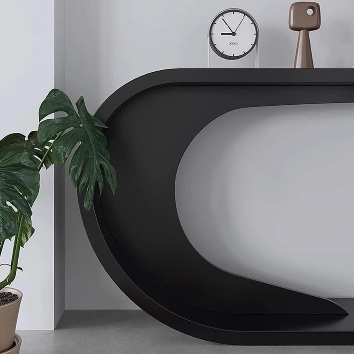 Minimalist Display Entryway C-Shaped Wood Modern Console Table Image - 6