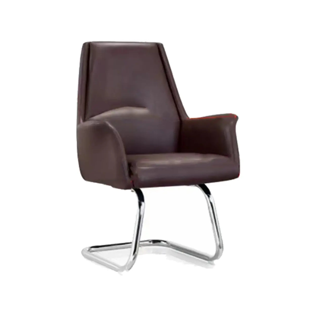 Minimalist Ergonomic Leather Brown Office Chair with Arms Image - 10