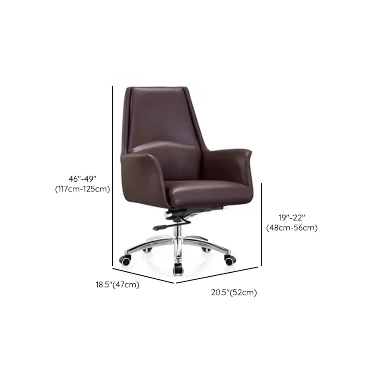 Minimalist Ergonomic Leather Brown Office Chair with Arms Image - 12