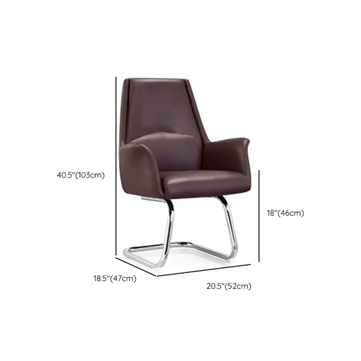Minimalist Ergonomic Leather Brown Office Chair with Arms Image - 13