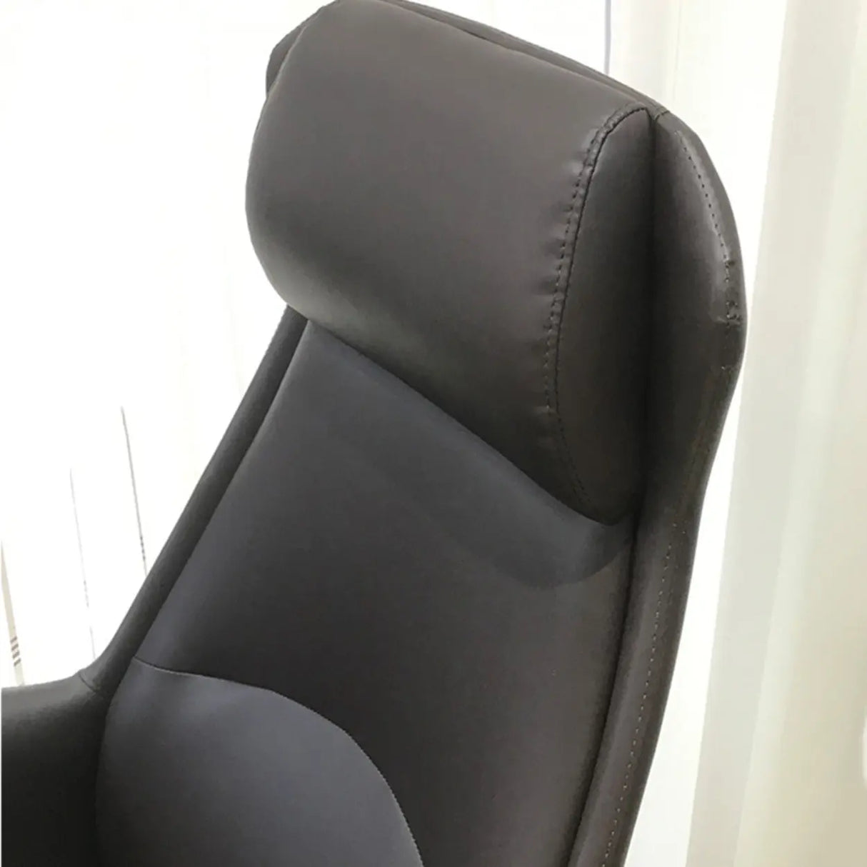 Minimalist Ergonomic Leather Brown Office Chair with Arms Image - 5