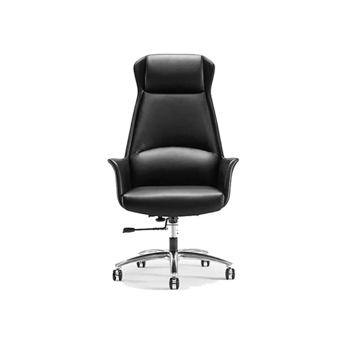 Minimalist Ergonomic Leather Brown Office Chair with Arms Image - 9