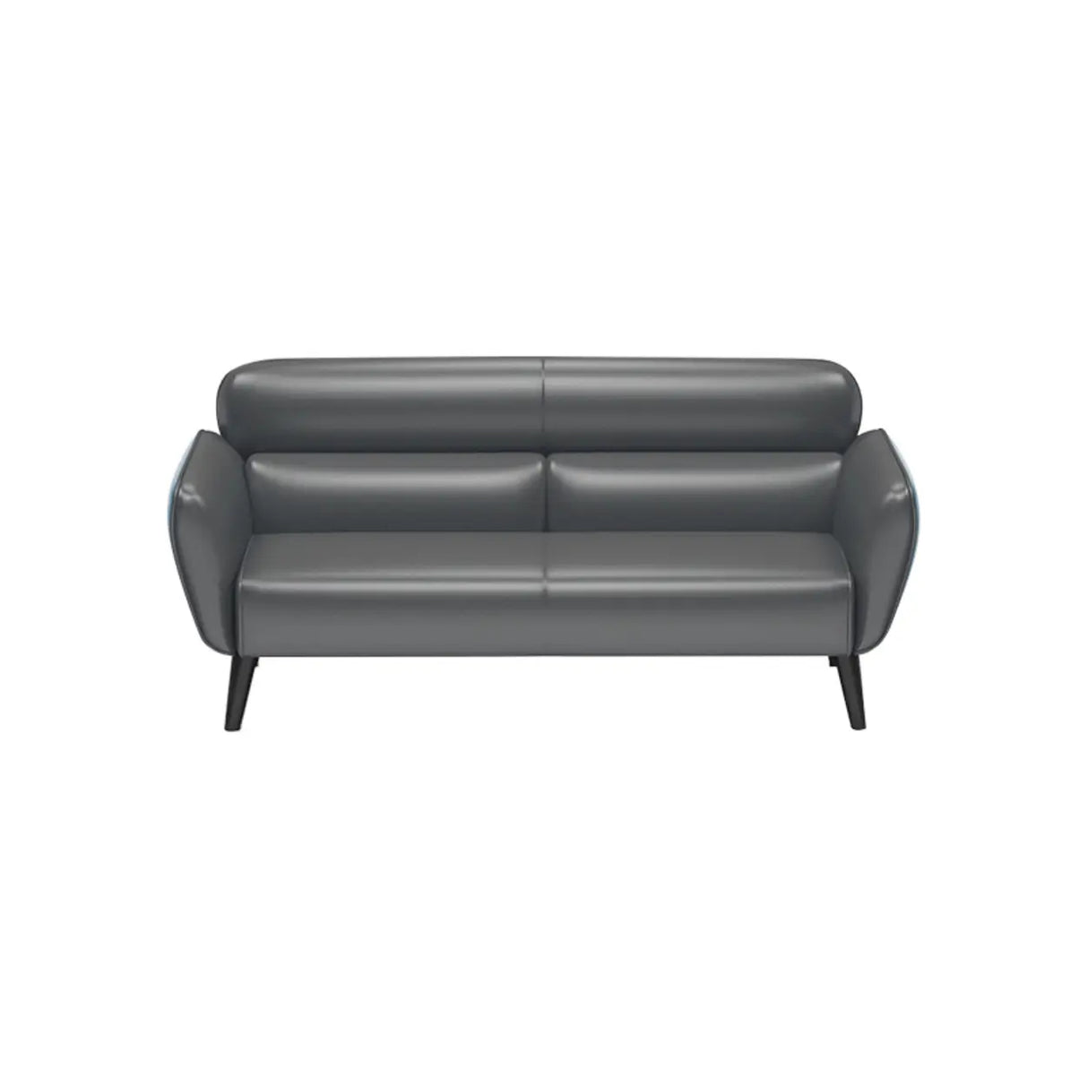 Minimalist Faux Leather Square Arm Cushion Back Sofa Image - 10