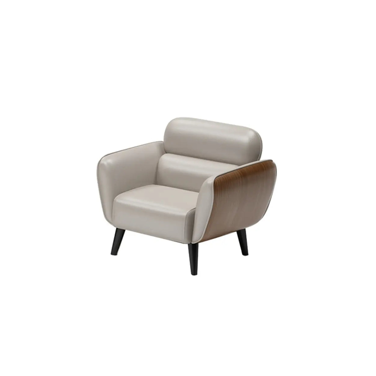 Minimalist Faux Leather Square Arm Cushion Back Sofa Image - 11