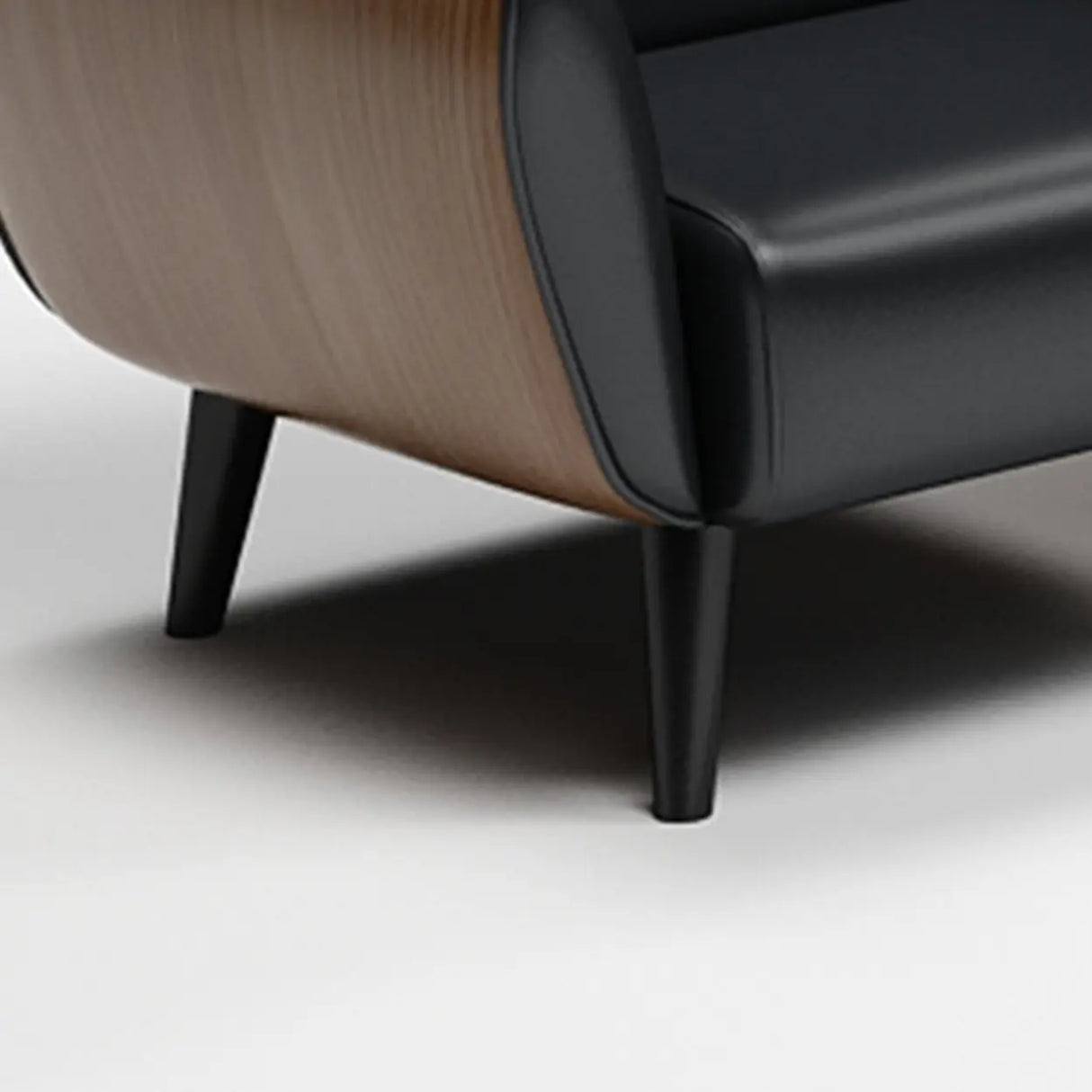 Minimalist Faux Leather Square Arm Cushion Back Sofa Image - 15