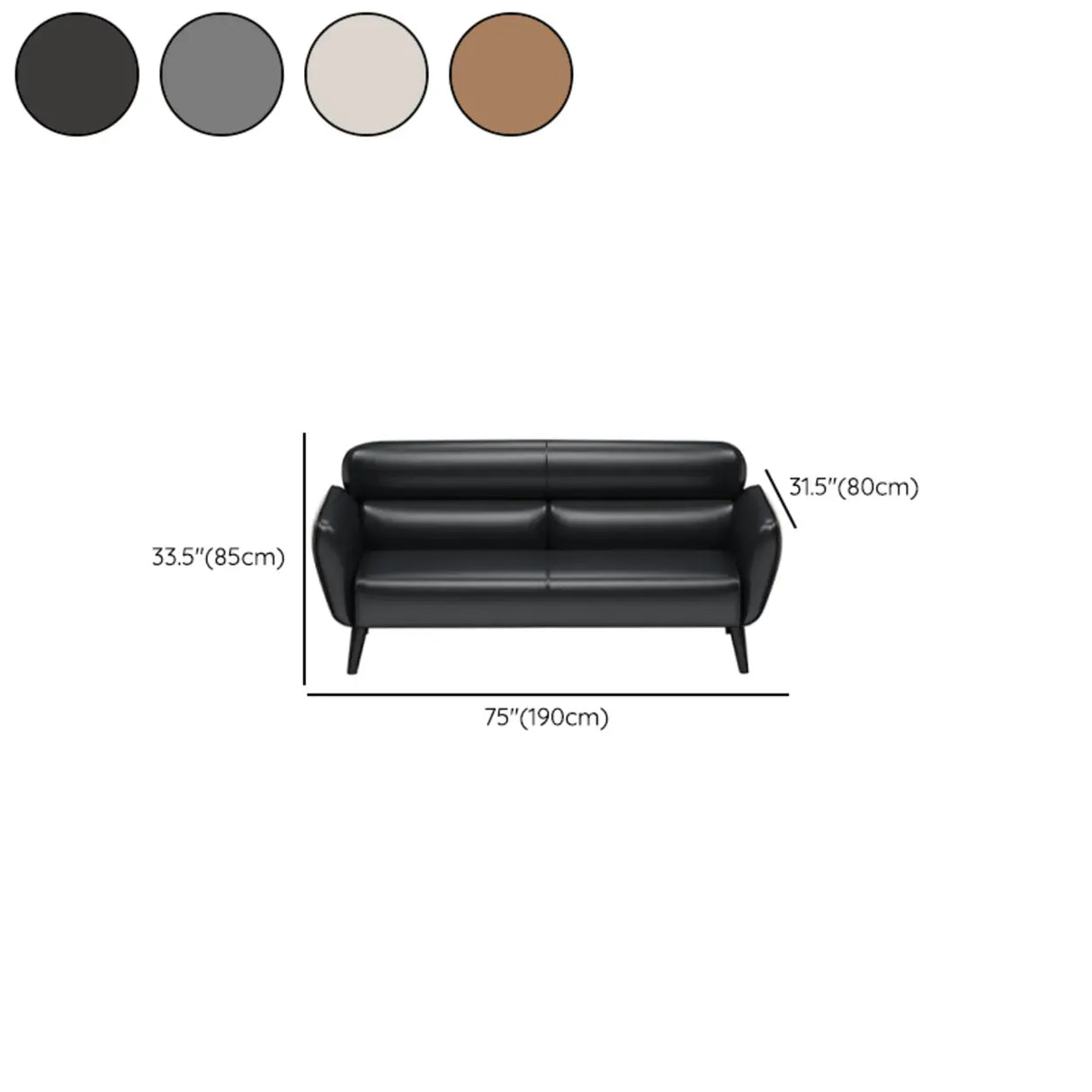 Minimalist Faux Leather Square Arm Cushion Back Sofa Image - 17