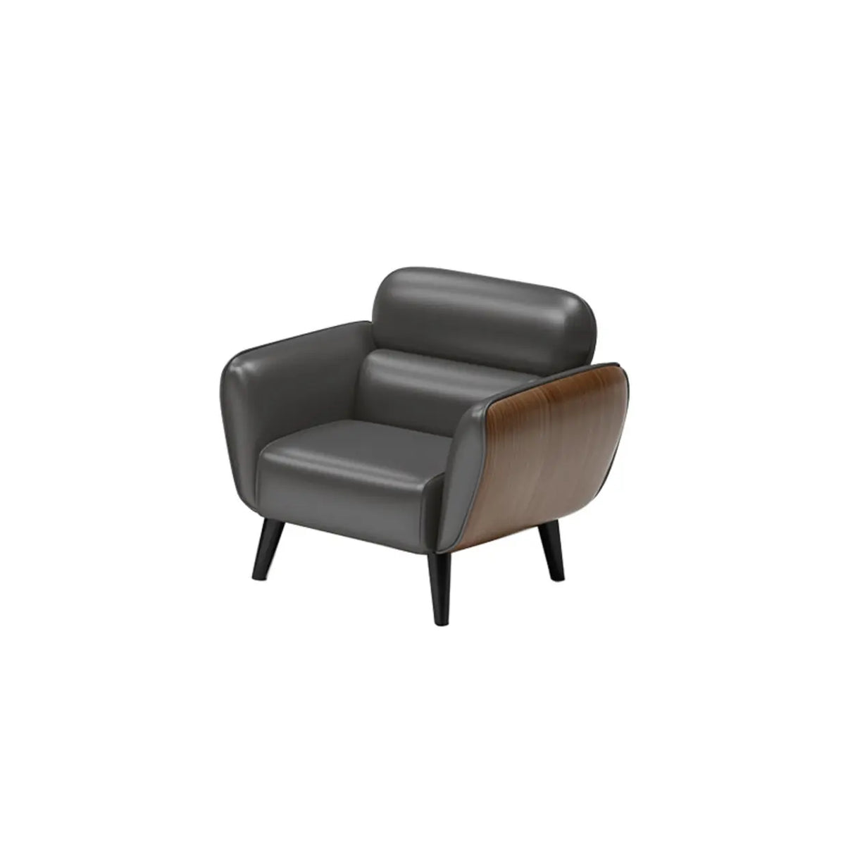 Minimalist Faux Leather Square Arm Cushion Back Sofa Image - 5