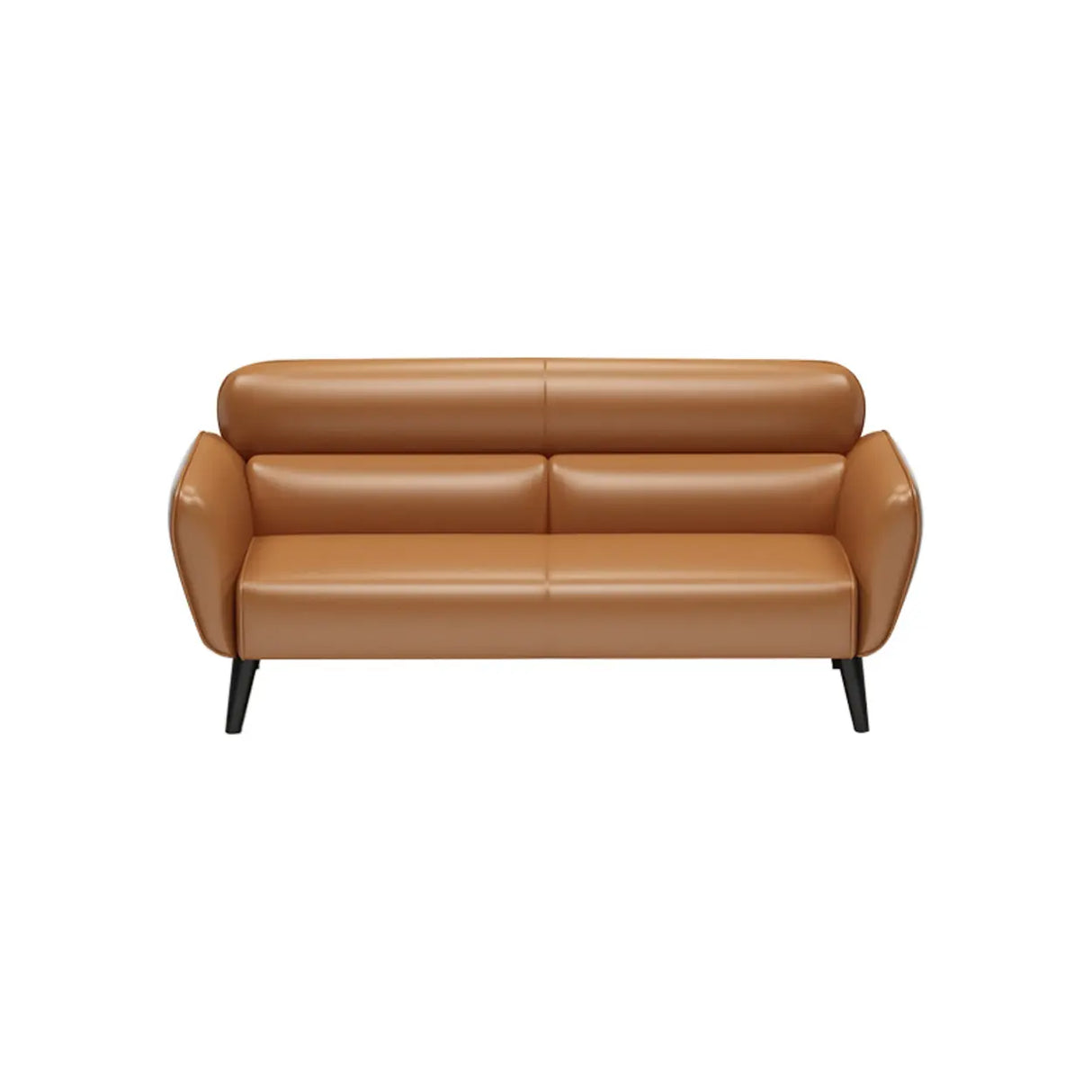 Minimalist Faux Leather Square Arm Cushion Back Sofa Image - 8