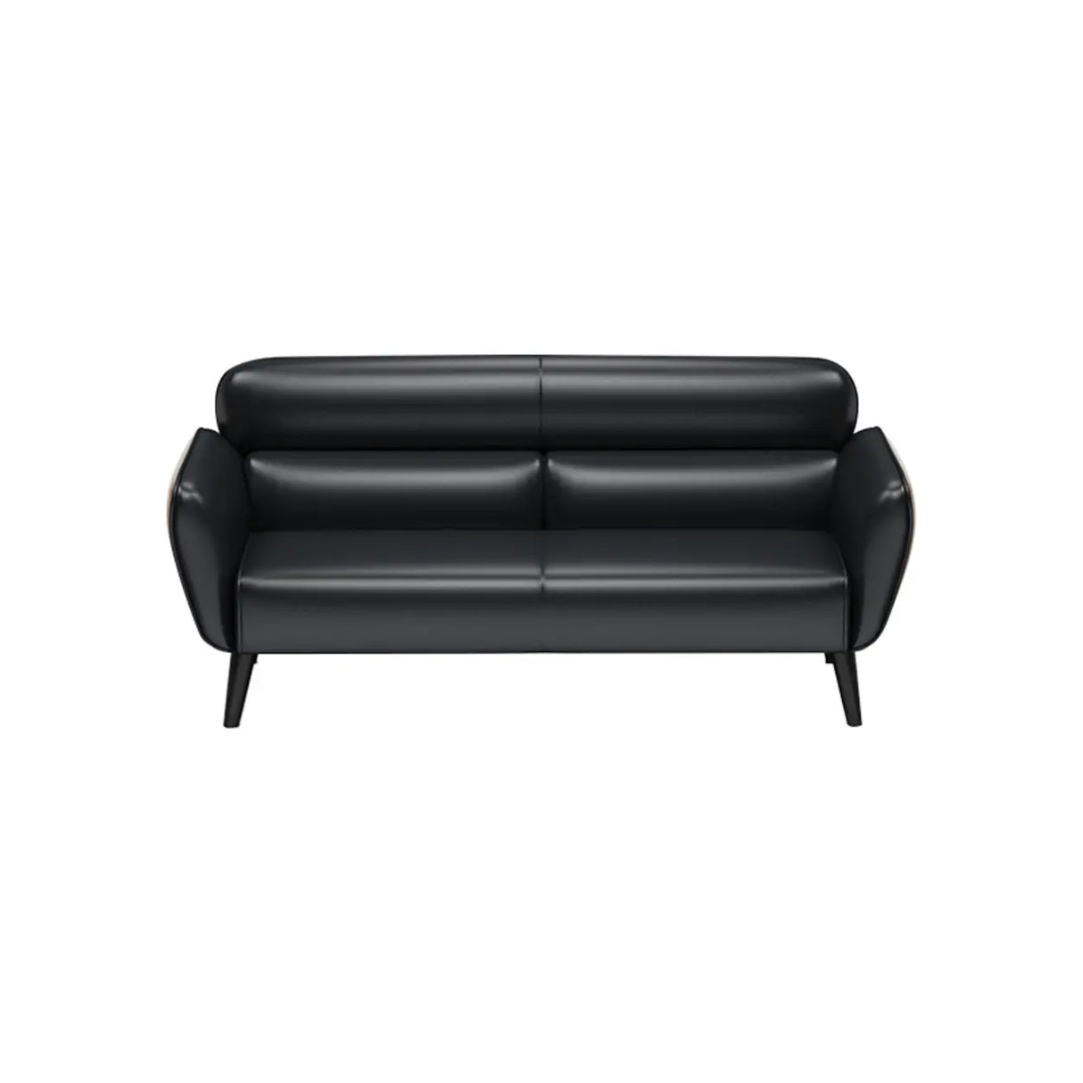 Minimalist Faux Leather Square Arm Cushion Back Sofa Image - 9