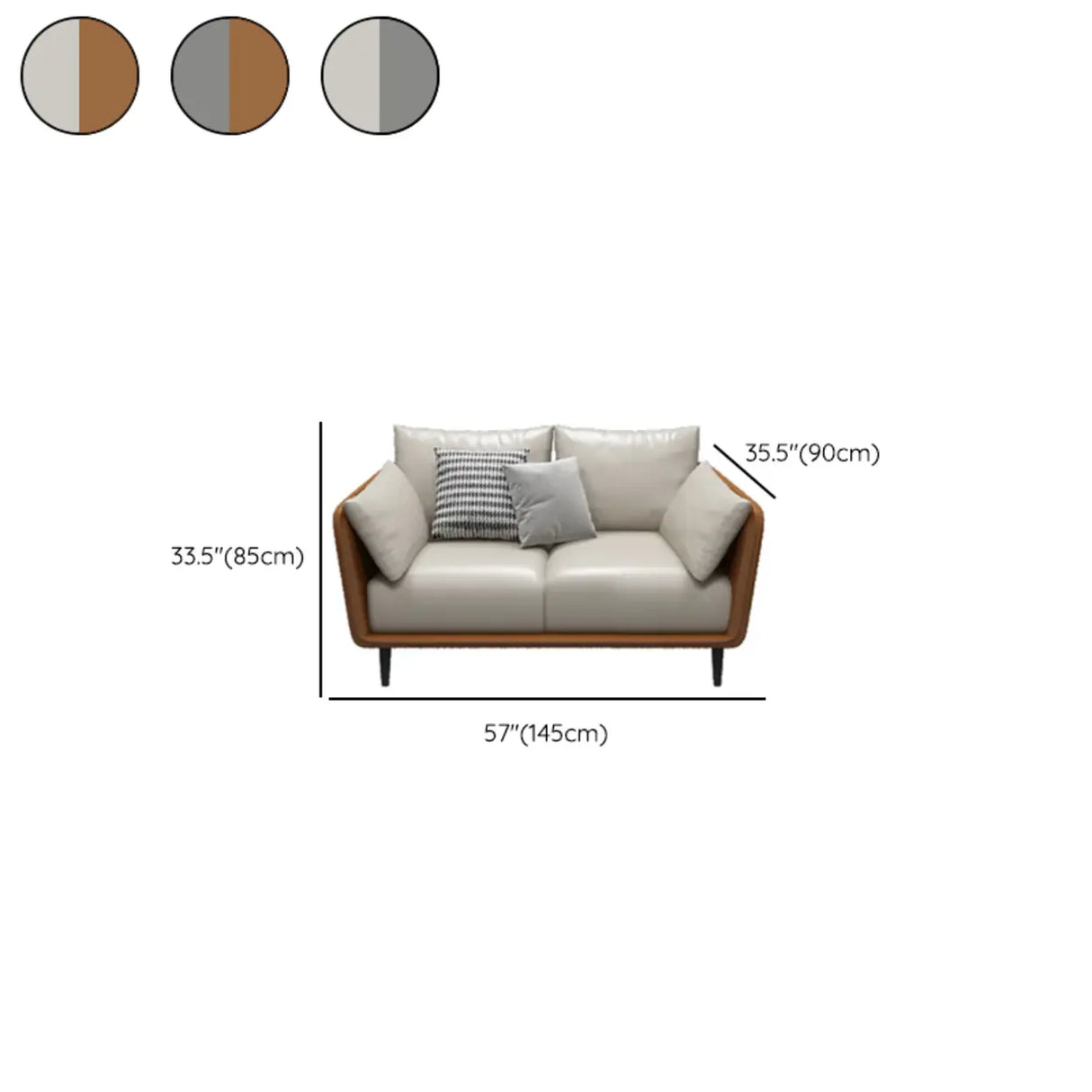 Minimalist Faux Leather Square Arm Pillow Back Sofa Image - 18