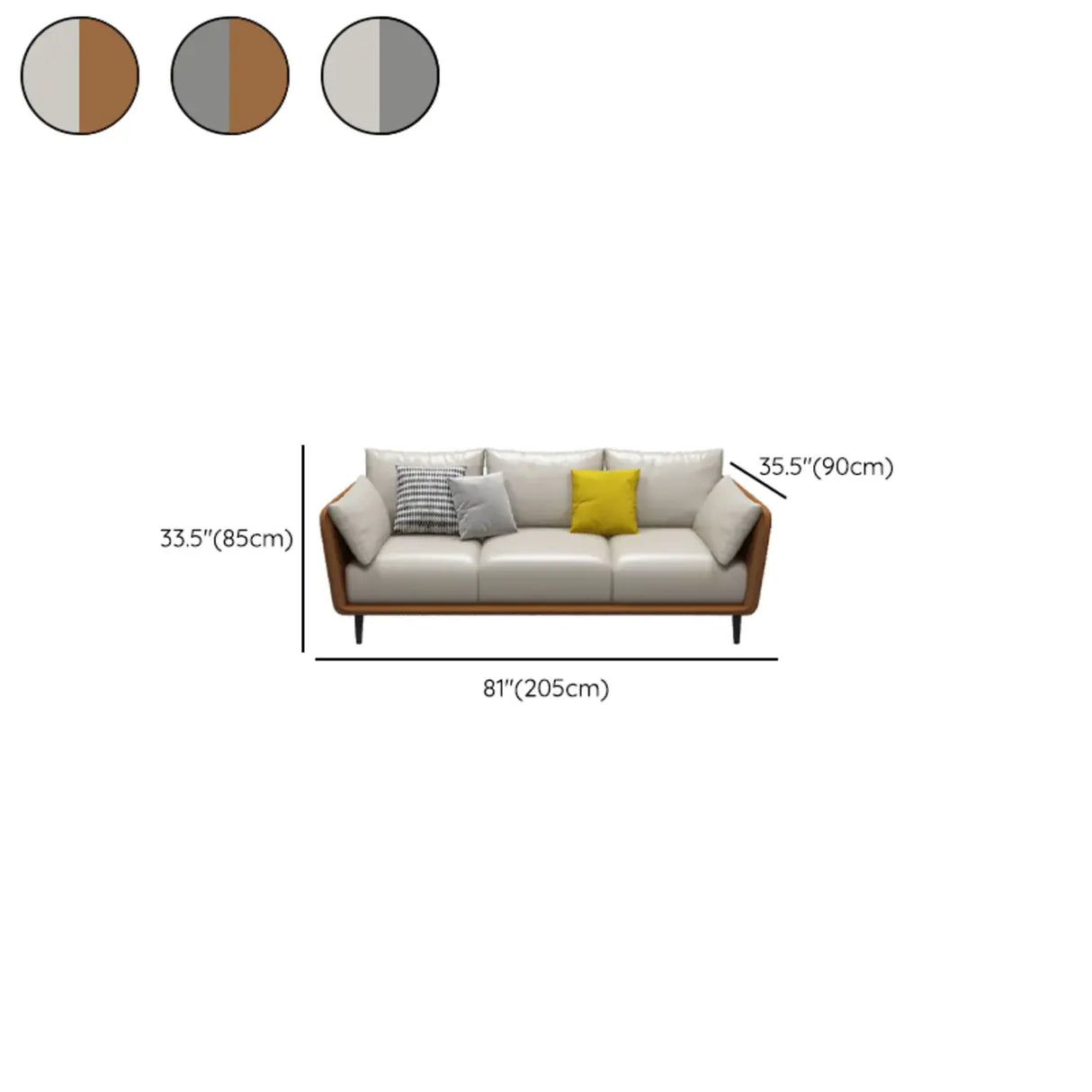 Minimalist Faux Leather Square Arm Pillow Back Sofa Image - 19