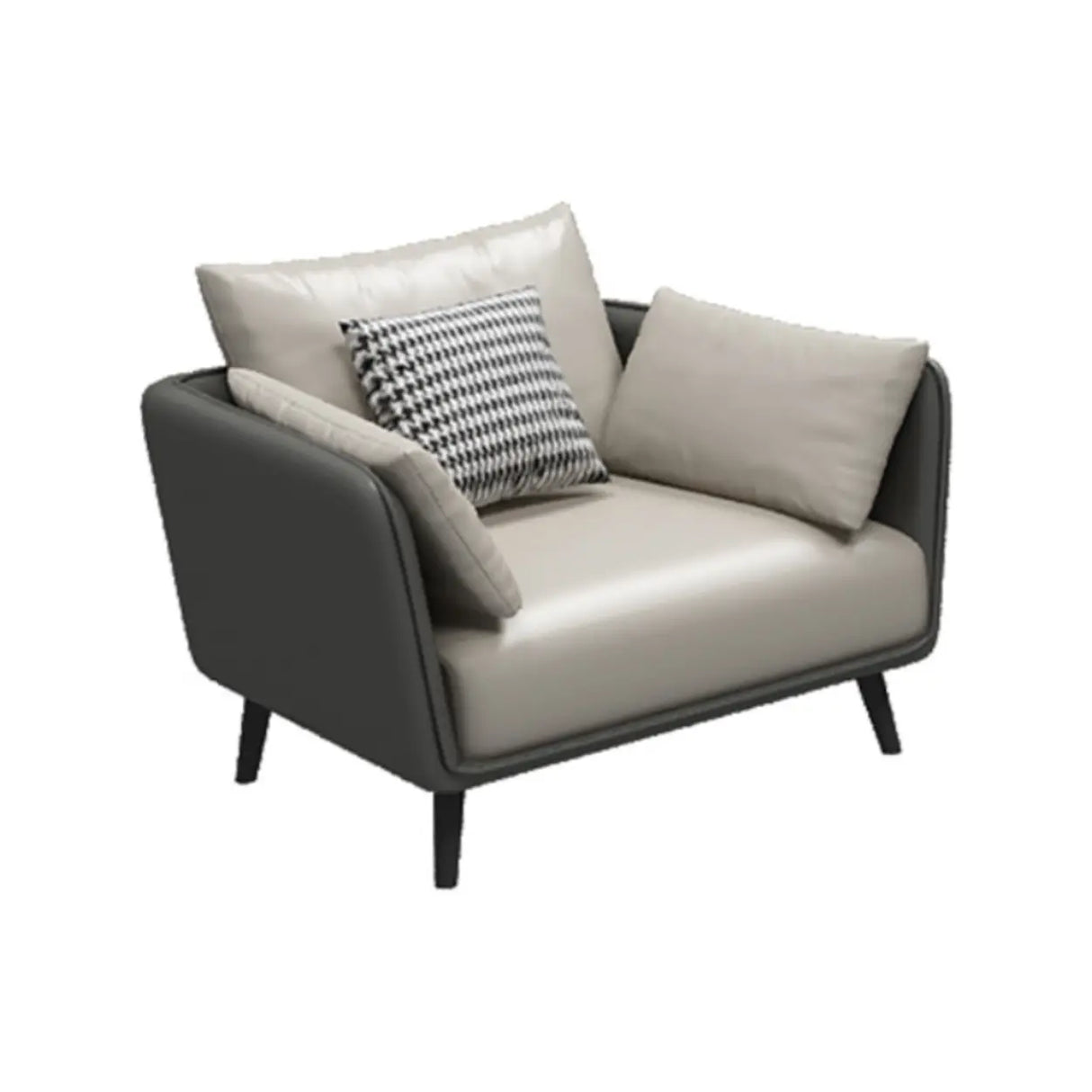 Minimalist Faux Leather Square Arm Pillow Back Sofa Image - 5