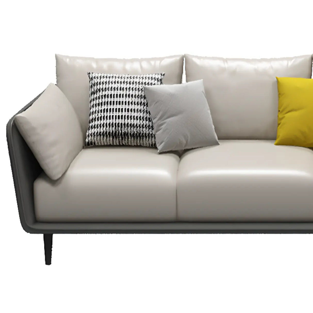 Minimalist Faux Leather Square Arm Pillow Back Sofa Image - 6