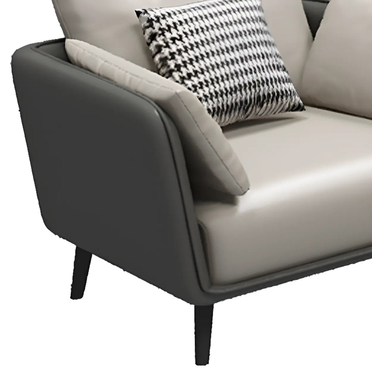 Minimalist Faux Leather Square Arm Pillow Back Sofa Image - 8