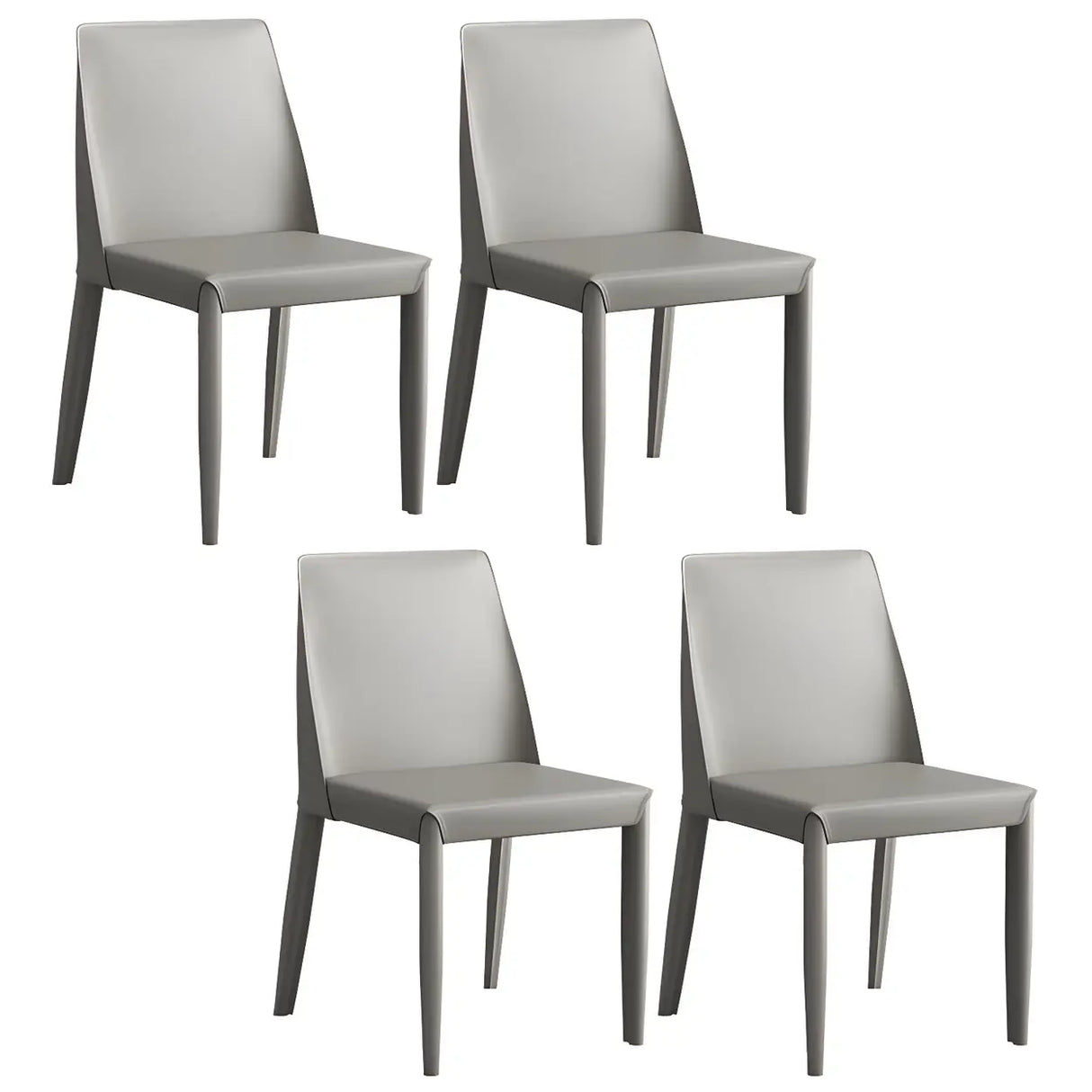 Minimalist Four Metal Legs Leather Dining Side Chair Image - 16
