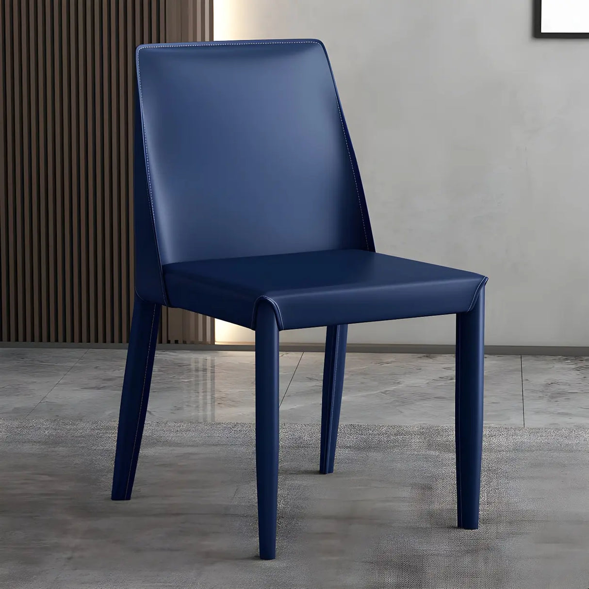 Minimalist Four Metal Legs Leather Dining Side Chair Image - 22