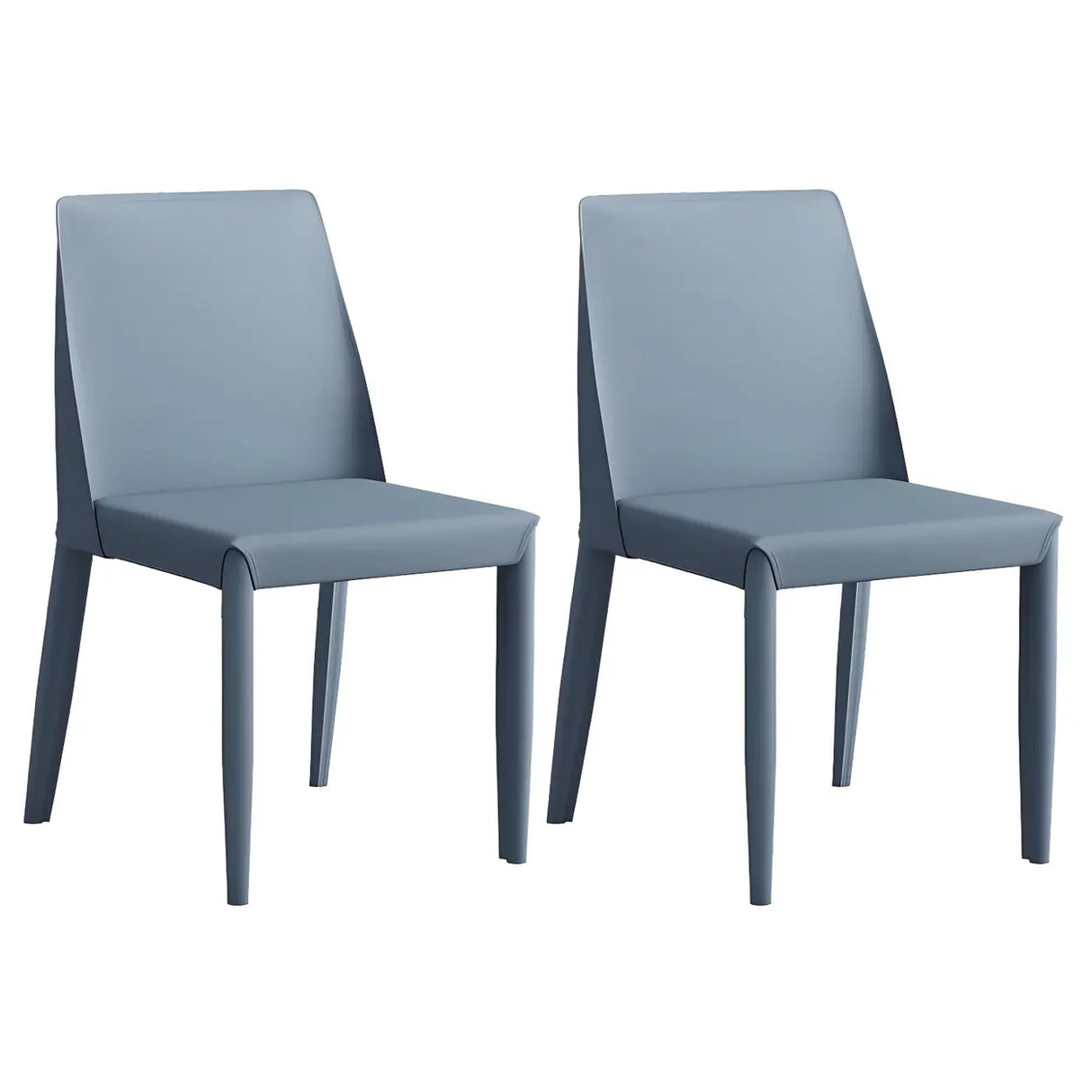 Minimalist Four Metal Legs Leather Dining Side Chair Image - 23