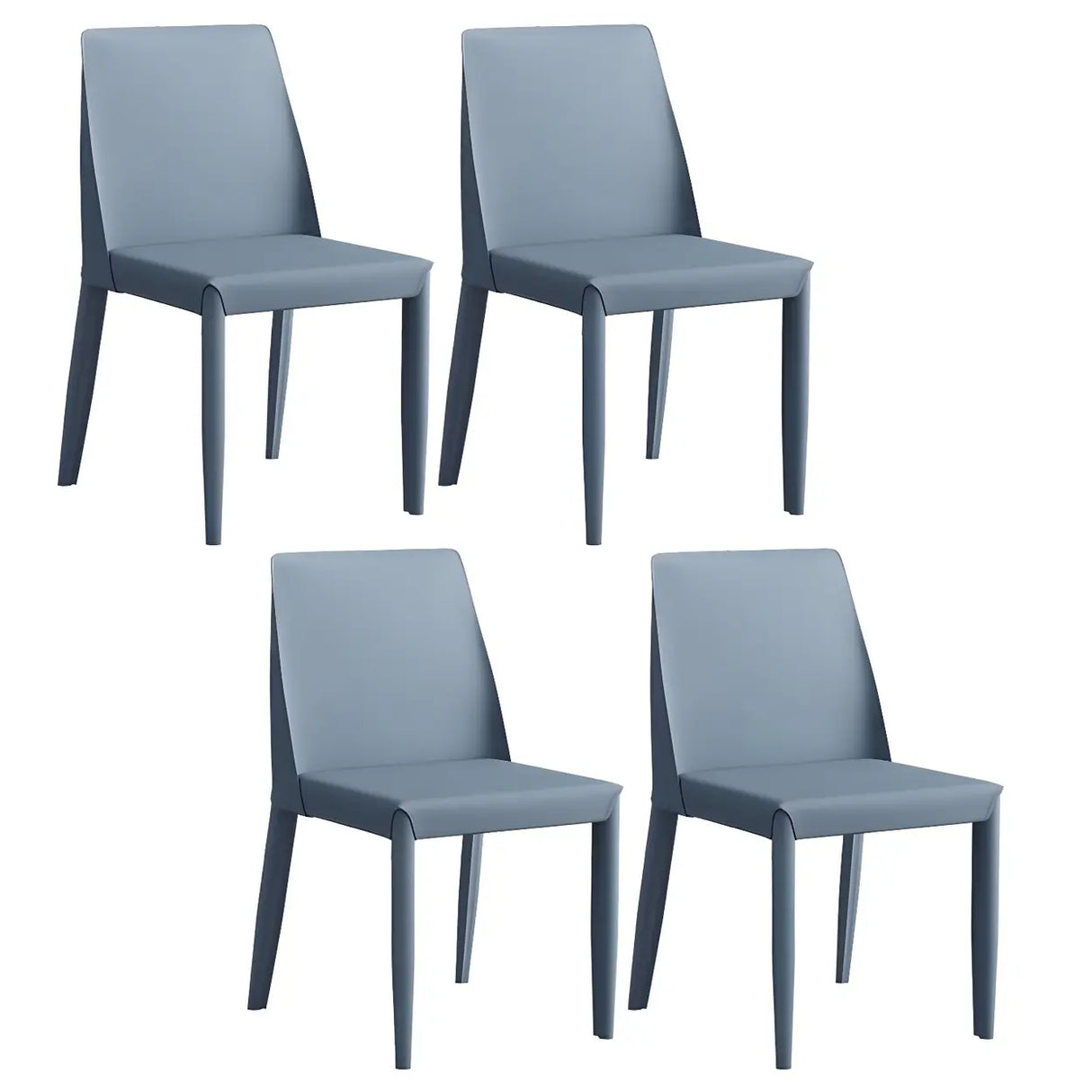 Minimalist Four Metal Legs Leather Dining Side Chair Image - 24