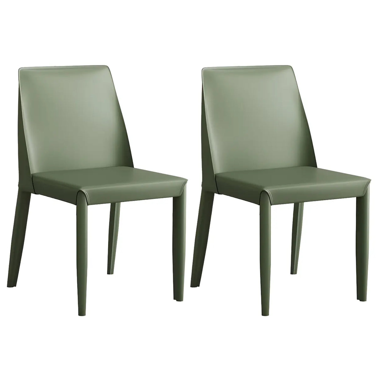 Minimalist Four Metal Legs Leather Dining Side Chair Image - 25