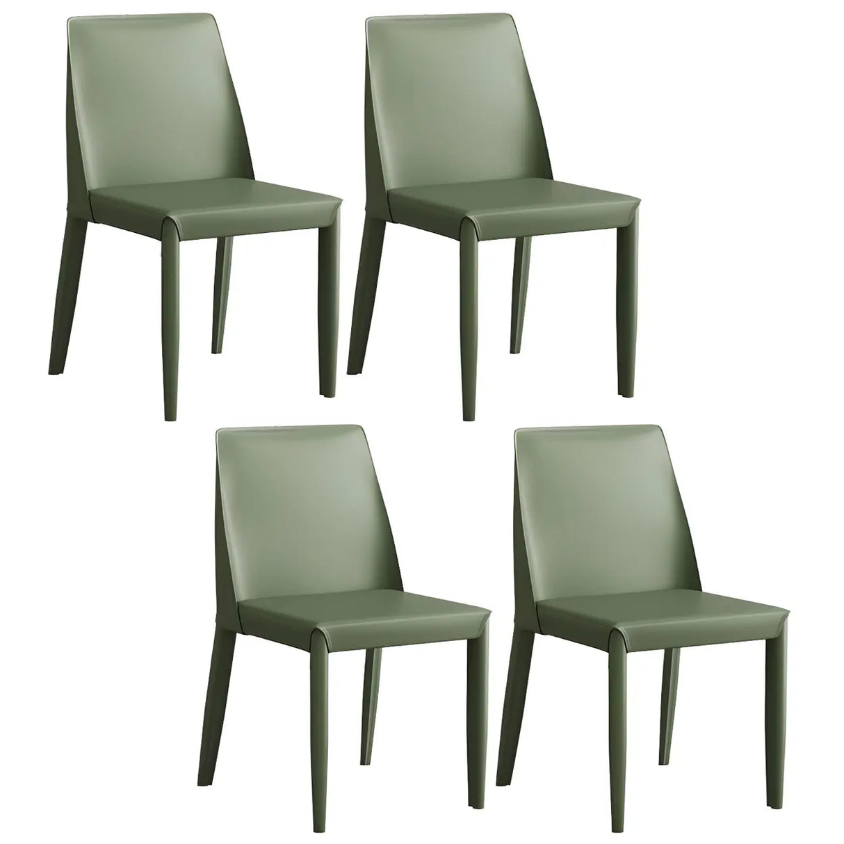 Minimalist Four Metal Legs Leather Dining Side Chair Image - 26