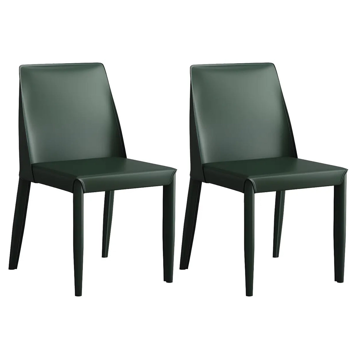 Minimalist Four Metal Legs Leather Dining Side Chair Image - 27