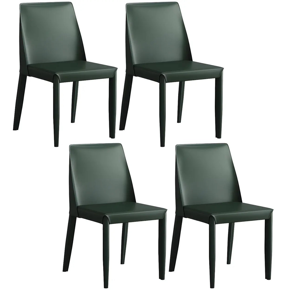 Minimalist Four Metal Legs Leather Dining Side Chair Image - 28