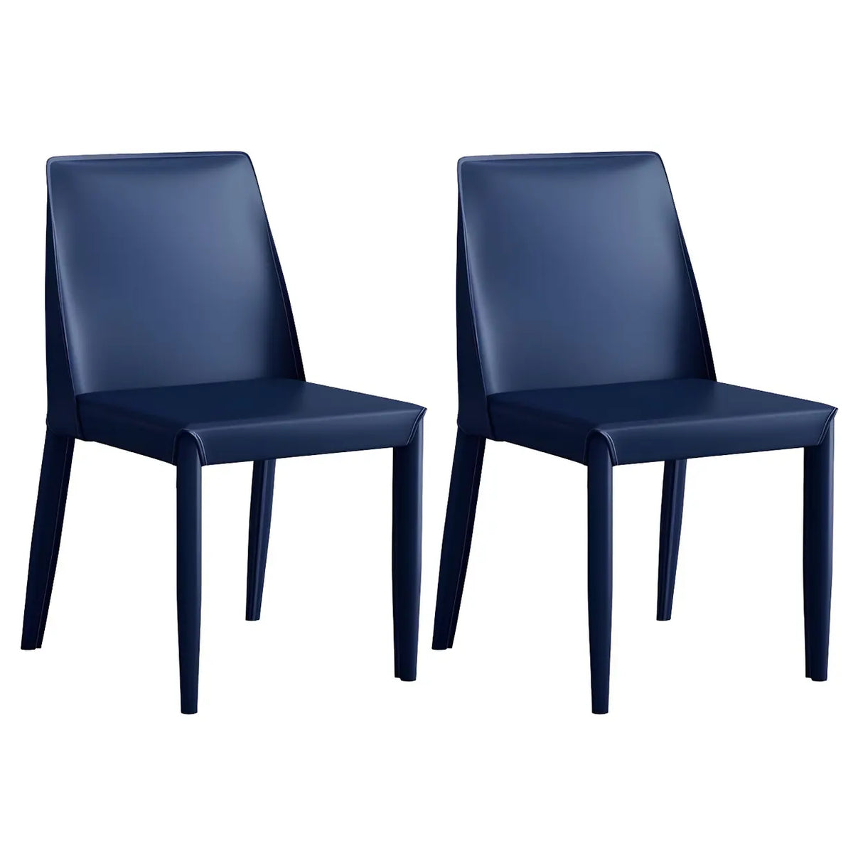 Minimalist Four Metal Legs Leather Dining Side Chair Image - 29