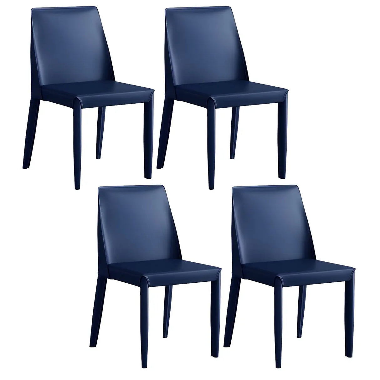 Minimalist Four Metal Legs Leather Dining Side Chair Image - 30