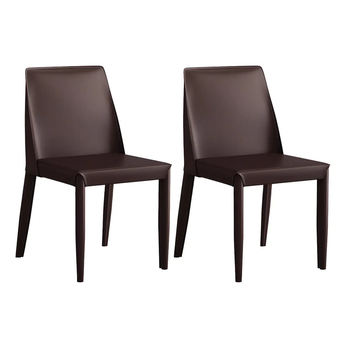 Minimalist Four Metal Legs Leather Dining Side Chair Image - 31
