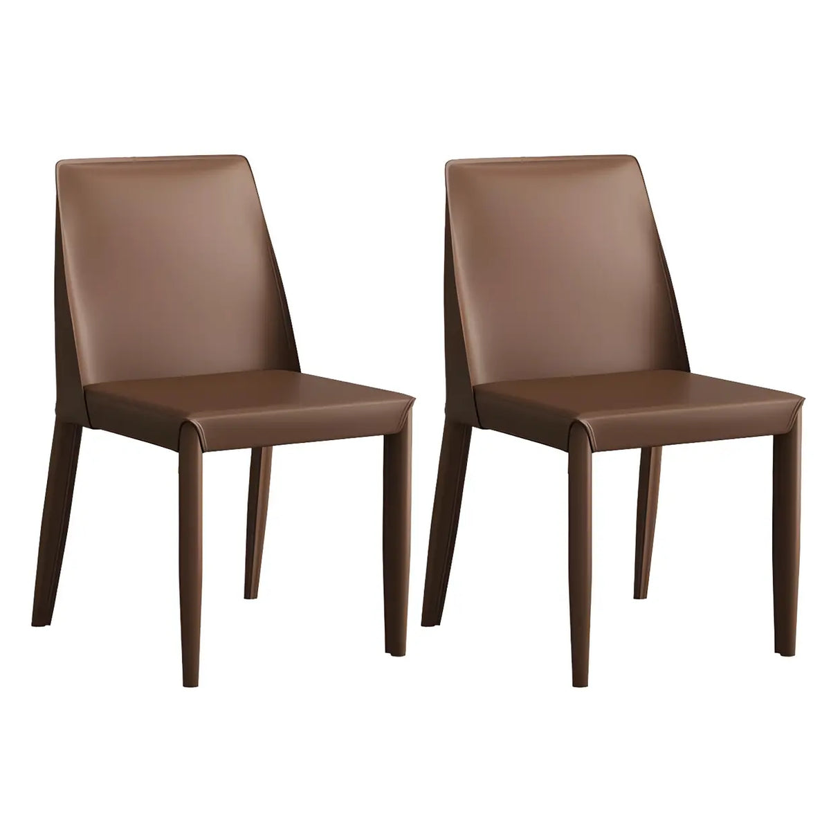 Minimalist Four Metal Legs Leather Dining Side Chair Image - 33