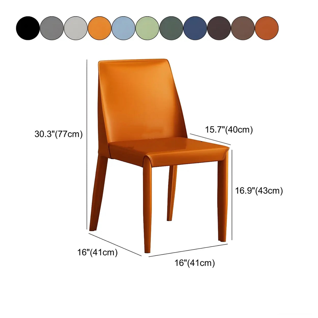 Minimalist Four Metal Legs Leather Dining Side Chair