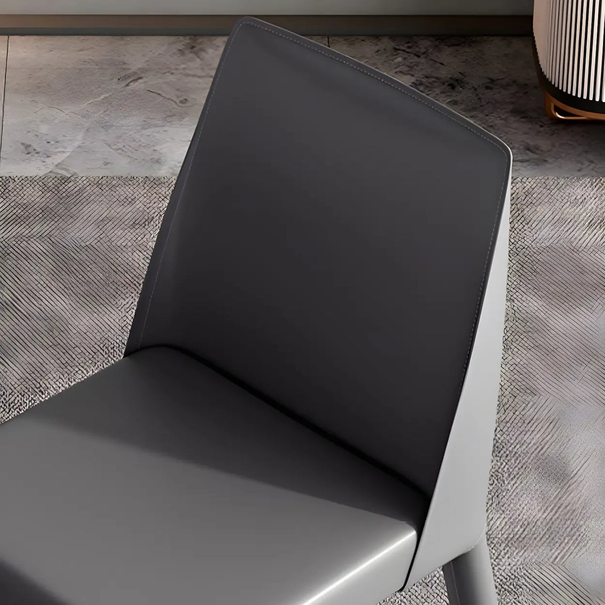 Minimalist Four Metal Legs Leather Dining Side Chair Image - 10