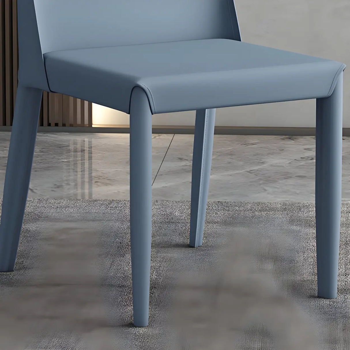 Minimalist Four Metal Legs Leather Dining Side Chair Image - 12