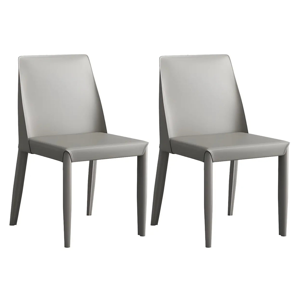 Minimalist Four Metal Legs Leather Dining Side Chair Image - 13