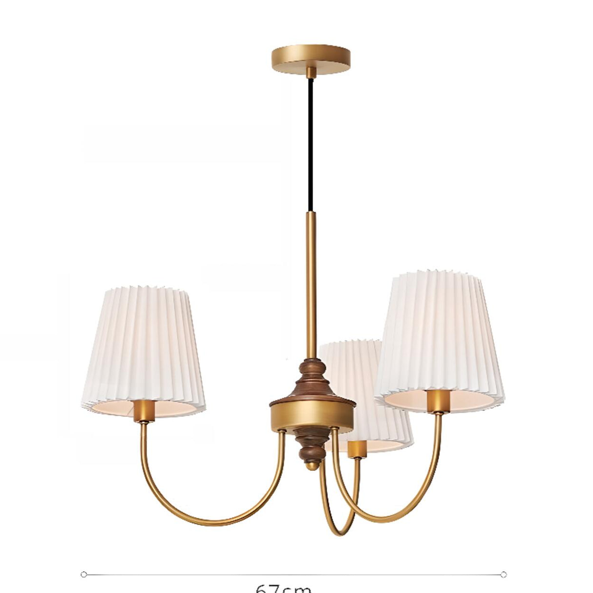 Minimalist Geometric Brass Pleated Fabric Drum Chandelier Image - 5