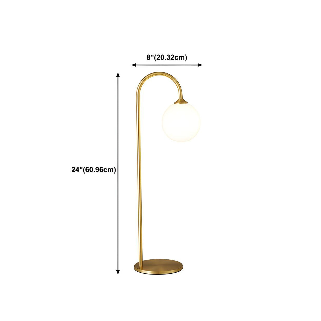 Minimalist Glass Globe Shade Curved Brass Table Lamp