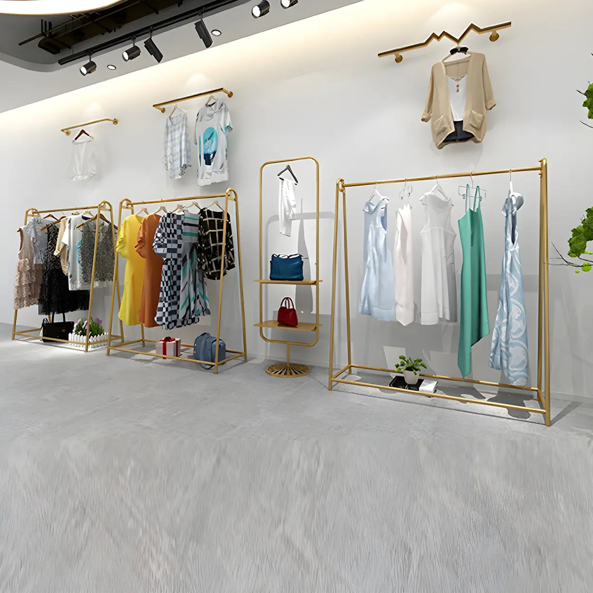 Minimalist Gold Metal A-Shaped Freestanding Coat Rack Image - 2