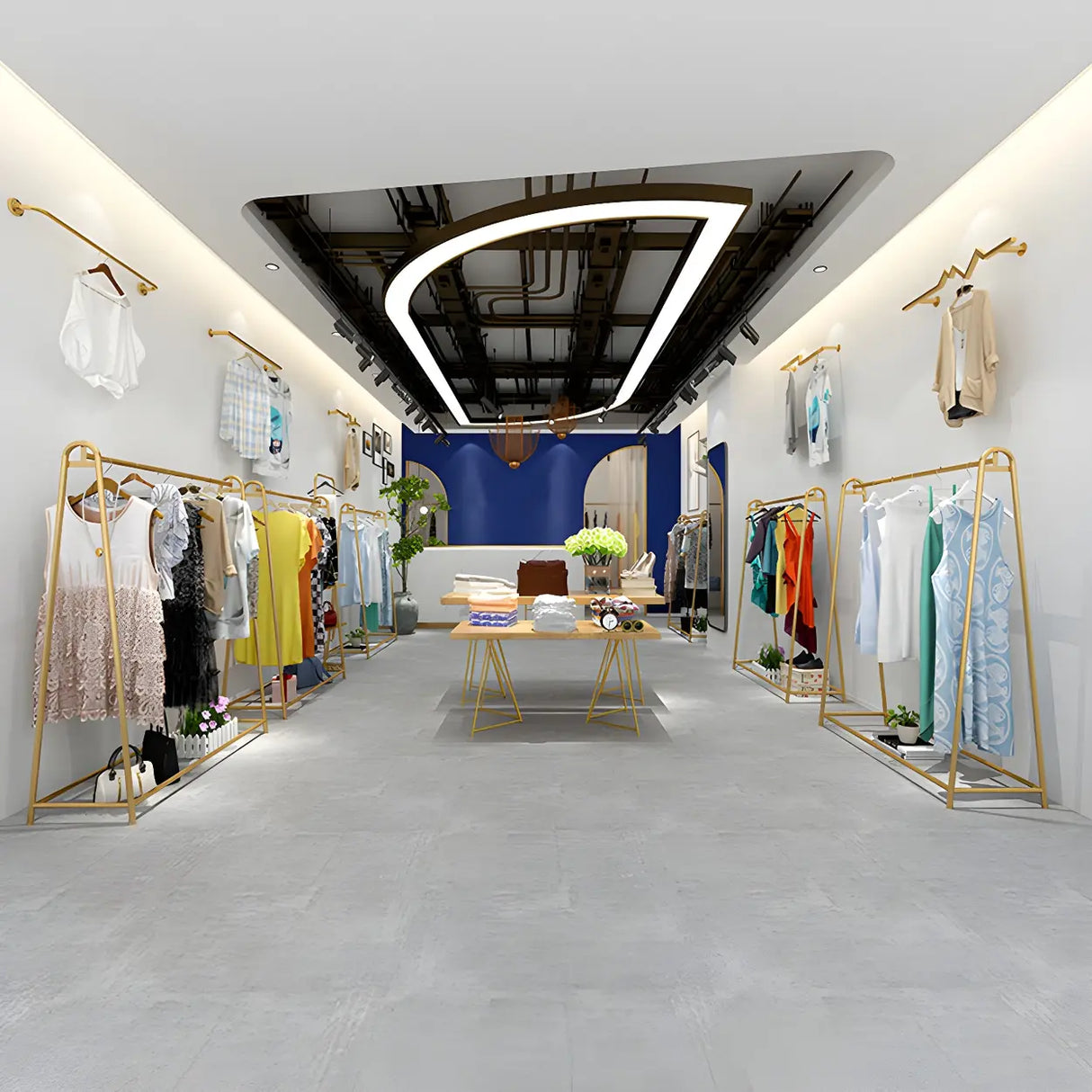 Minimalist Gold Metal A-Shaped Freestanding Coat Rack Image - 3