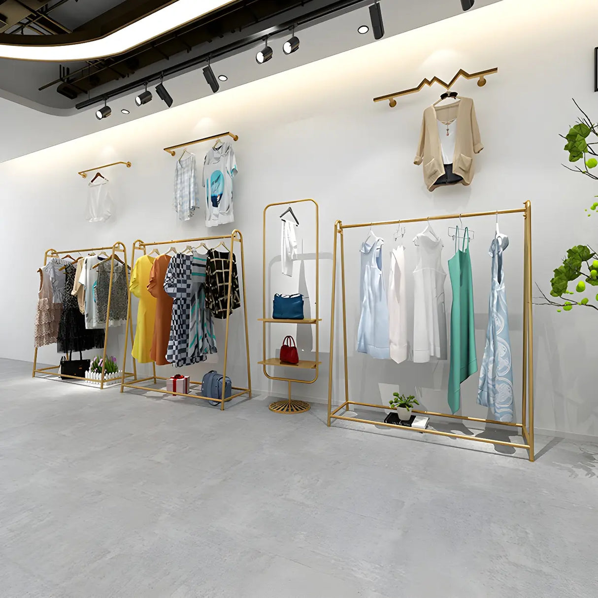 Minimalist Gold Metal A-Shaped Freestanding Coat Rack Image - 4