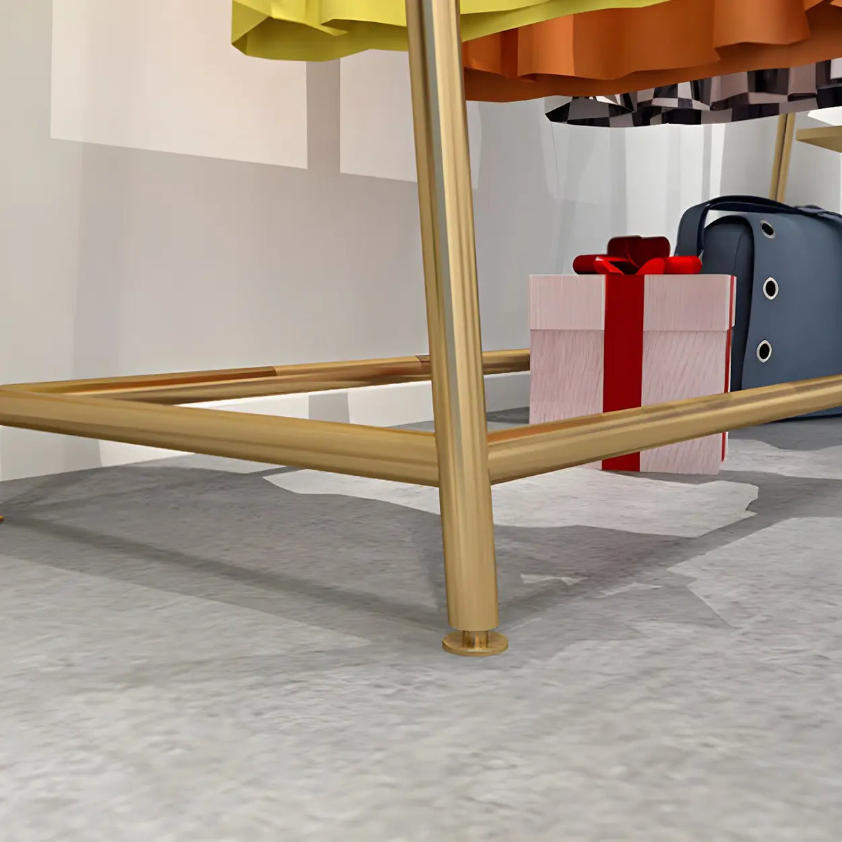 Minimalist Gold Metal A-Shaped Freestanding Coat Rack Image - 7