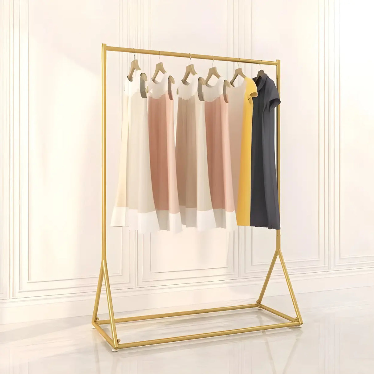 Minimalist Gold Metal Large Entryway Freestanding Coat Rack Image - 2